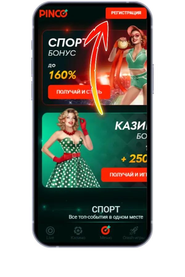Окно регистрации на сайте PincoApp